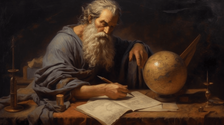 "The Unity of Existence: Parmenides and the Stone" by Midjourney/abjuniormnea