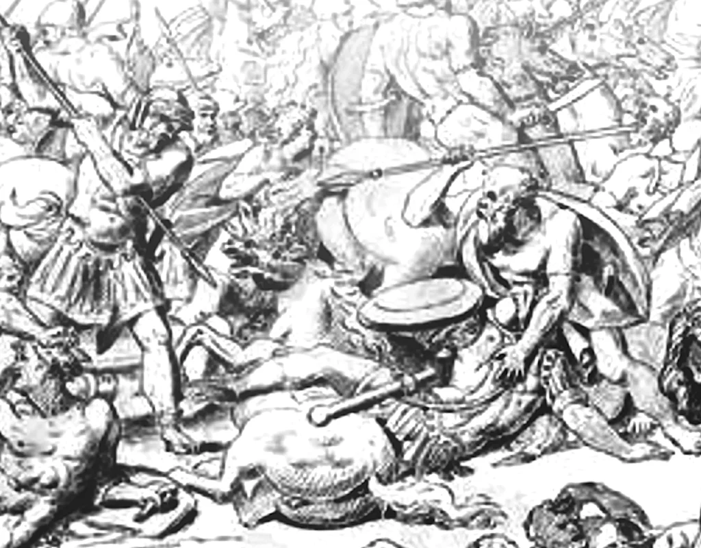 Battle of Potidaea Socrates saving Alcibiades detail