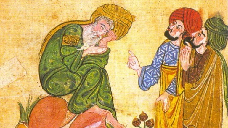 Depiction of Socrates in a manuscript by Al-Mubashshir ibn Fatik