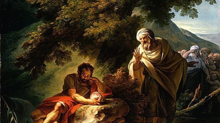 Democritus and Epicurus, the ancient Greek philosophers, François-André Vincent painting, revolutionized the understanding of the universe through their atomist theory.