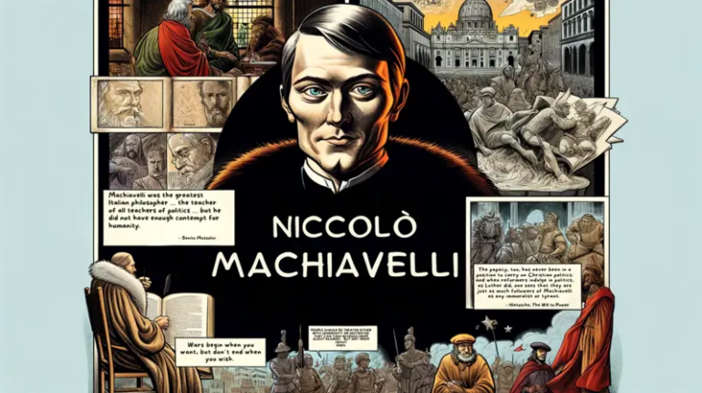 Portrait of Niccolò Machiavelli, depicting the influential Renaissance philosopher and statesman, symbolizing his enduring impact on modern thought.