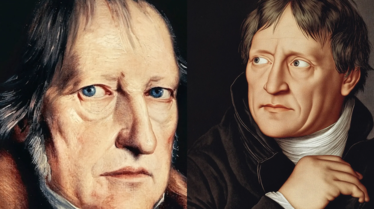 Portraits of German philosopher Georg Wilhelm Friedrich Hegel, a key figure in German Idealism and 19th-century philosophy, known for his dialectical method and the concept of the Absolute.